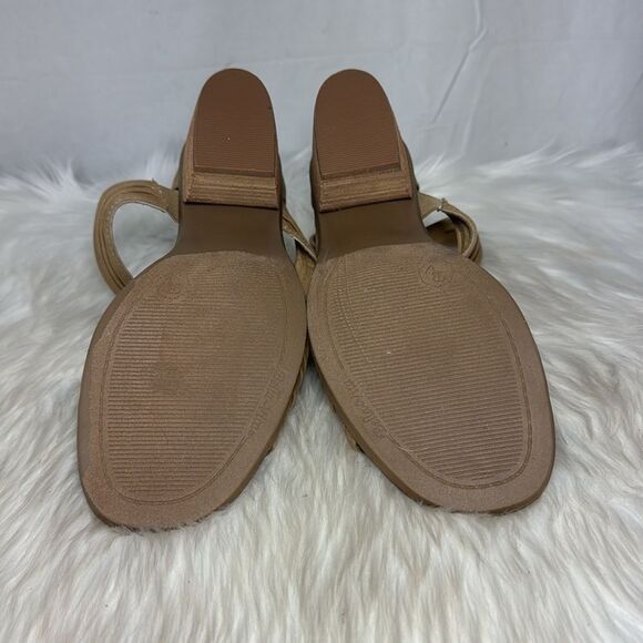Bella Vita Quinelle Natural Beige Criss-Cross Heeled Sandals Sz 12 Wide Width - Picture 6 of 6